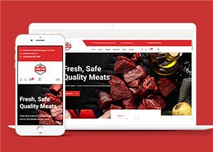 红色响应式肉制品销售电子商务网站html模板